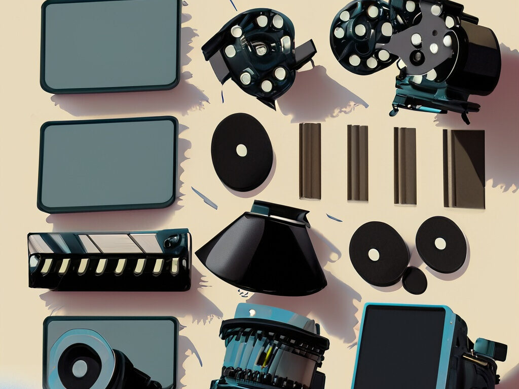a layout of various film equipment